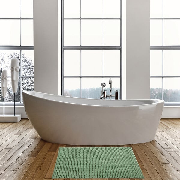 MSV - MSV Tapis de bain Microfibre CHENILLE 40x60cm Vert Basil - large