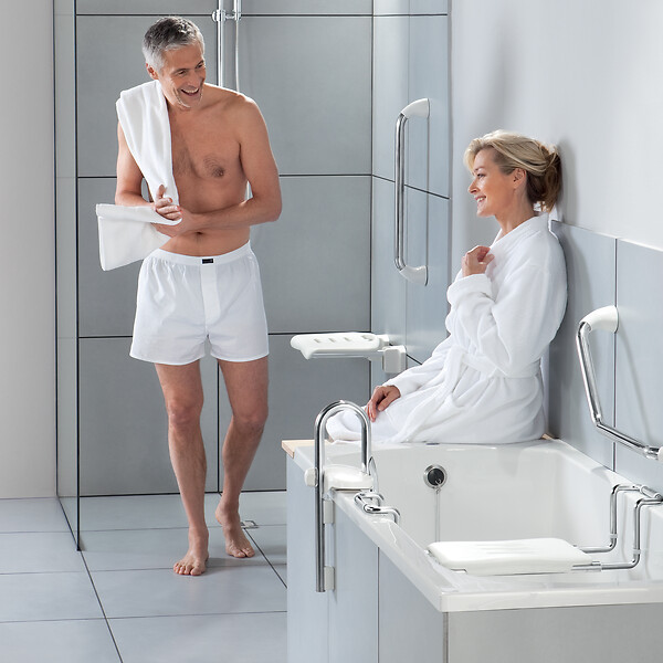 SPIRELLA - Spirella Barre de redressement ou dappui PROF Acier Inox 80cm Blanc - large