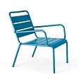 OVIALA - Fauteuil de jardin bas relax acier bleu pacific - Palavas - vignette