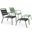 OVIALA - Lot 2 fauteuils relax avec repose-pieds métal gris et vert cactus - Palavas - vignette