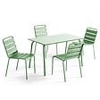 OVIALA - Ensemble table de jardin en métal et 4 chaises vert cactus - Palavas - vignette