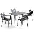 OVIALA - Ensemble table de jardin et 4 fauteuils en métal anthracite - Palavas - vignette
