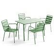 OVIALA - Ensemble table de jardin et 4 fauteuils en métal vert cactus - Palavas - vignette
