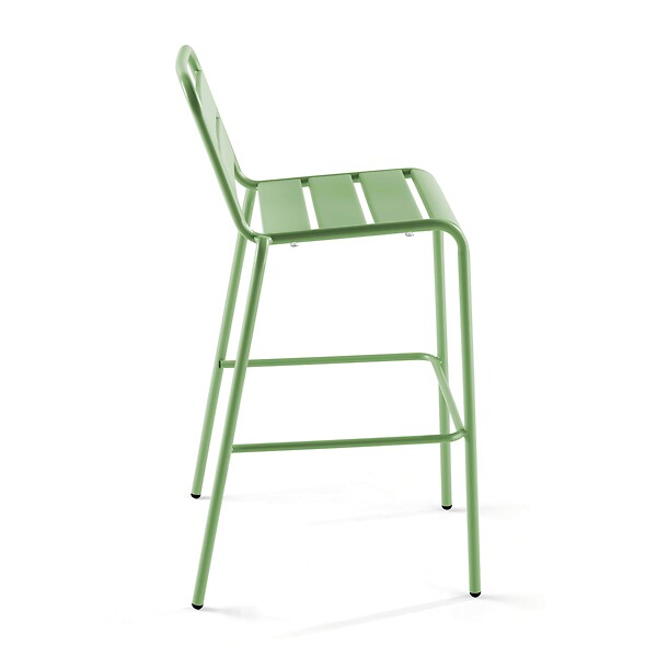 OVIALA - Chaise haute de jardin en métal vert cactus - Palavas - large