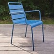 OVIALA - Fauteuil de jardin en métal bleu pacific  - Palavas - vignette