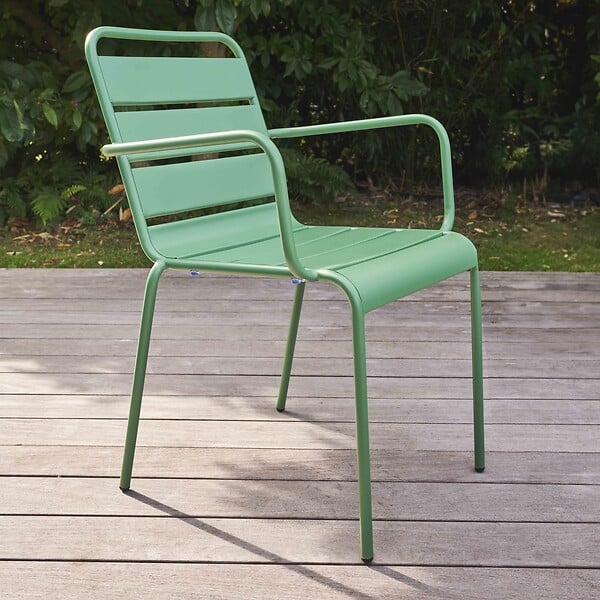 OVIALA - Fauteuil de jardin en métal vert cactus  - Palavas - large