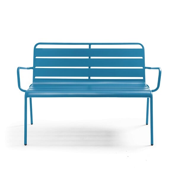 OVIALA - Banc de jardin en métal bleu pacific - Palavas - large