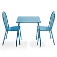 OVIALA - Ensemble table de jardin bistrot et 2 chaises en acier bleu pacific - Palavas - vignette