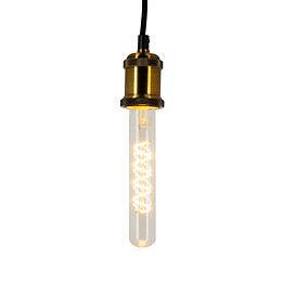 XANLITE - Ampoule LED filament tube décorative, culot E27, 4W, équivalent 20W, lumière très chaude, 1800K, angle 320°, verre transparent, filament spiralé - large