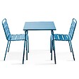 OVIALA - Ensemble table de jardin carrée et 2 chaises acier bleu pacific - Palavas - vignette
