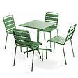 OVIALA - Ensemble table de jardin carrée et 4 chaises vert cactus - Palavas - vignette