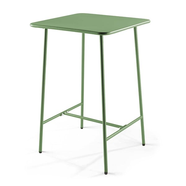 OVIALA - Ensemble table de bar et 2 chaises hautes en métal vert cactus - Palavas - large
