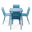 OVIALA - Ensemble table de terrasse et 4 chaises en métal bleu pacific - Palavas - vignette
