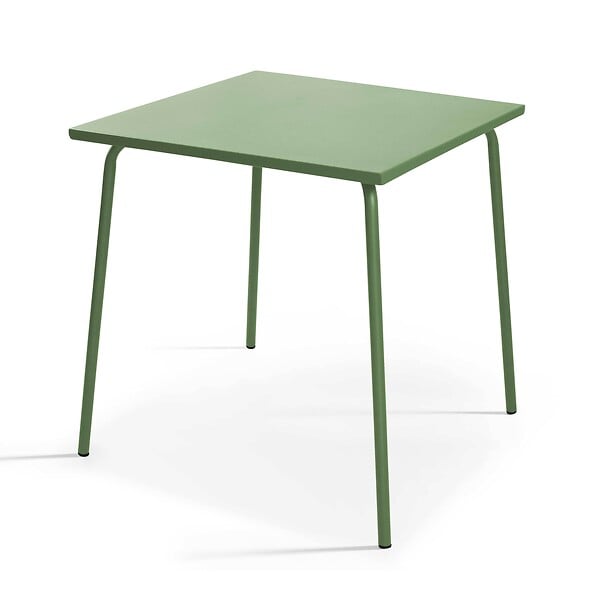 OVIALA - Ensemble table de jardin carrée et 2 chaises acier vert cactus - Palavas - large