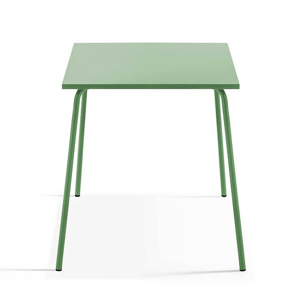 OVIALA - Ensemble table de jardin carrée et 2 chaises acier vert cactus - Palavas - large
