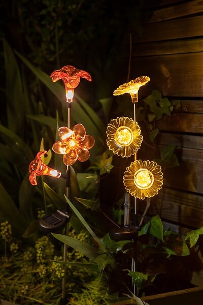 GALIX - Décoration solaire fleurs lys-tournesol - H.77cm - large