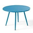 OVIALA - Table basse de jardin ronde en métal bleu pacific 40 cm - Palavas - vignette