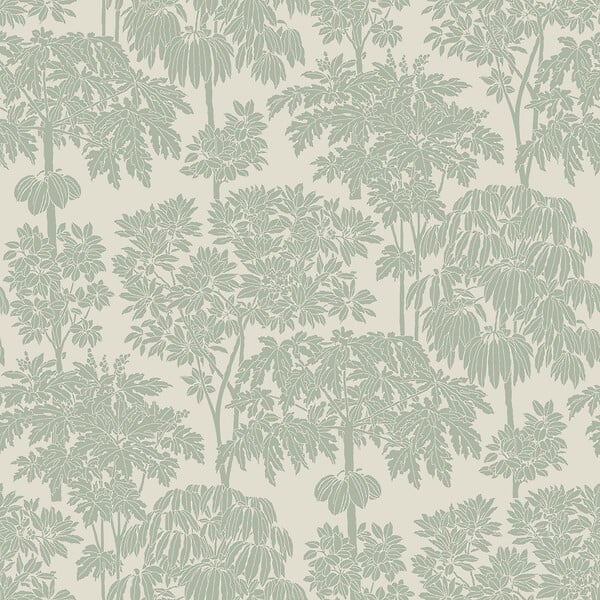 GRANDECO - Papier peint intissé Tonal Trees - Vert pâle - L.10mx53cm - large