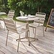 OVIALA - Ensemble table de jardin et 2 fauteuils métal taupe - Palavas - vignette