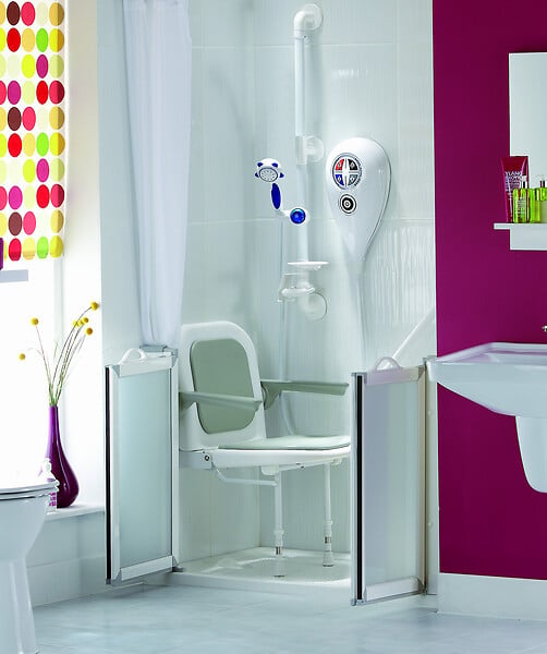 AKW - Siège de douche rembourré avec dossier et accoudoirs - Gris- réf : 02130P - AKW - large