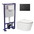 SWISS AQUA TECHNOLOGIES - Swiss Aqua Technologies Pack WC bâti-autoportant + WC SAT sans bride fixations invisibles + Abattant softclose + Plaque noir mat - vignette