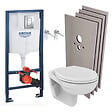 GROHE - Grohe Pack WC bâti-support Rapid SL + WC Porcher sans bride + Abattant + Plaque + Set d'habillage  (RapidSL-PorcherRimless-sabo) - vignette