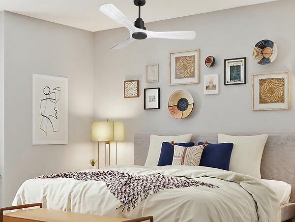 PURLINE - Ventilateur de plafond Réversible  Thermostat Wifi Moteur à courant continu Toits en pente Télécommande Hypersilence Mémoire Shopify Vendible (AUTOMATIQUE) - large
