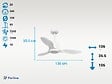PURLINE - Ventilateur de plafond Réversible  Thermostat Dimmable Wifi Moteur à courant continu Toits en pente Télécommande Lumière à trois tons Hypersilence Mémoire - vignette