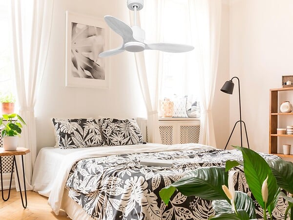 PURLINE - Ventilateur de plafond Réversible  Thermostat Dimmable Wifi Moteur à courant continu Toits en pente Télécommande Lumière à trois tons Hypersilence Mémoire - large