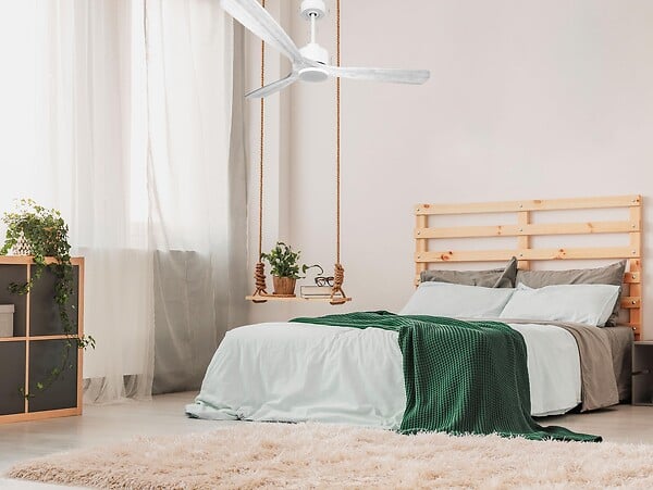 PURLINE - Ventilateur de plafond Réversible  Thermostat Wifi Moteur à courant continu Toits en pente Télécommande Hypersilence Mémoire Shopify Vendible (AUTOMATIQUE) - large