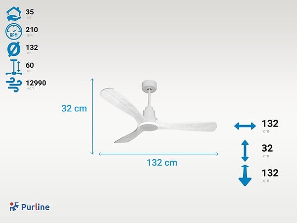 PURLINE - Ventilateur de plafond Réversible  Thermostat Wifi Moteur à courant continu Toits en pente Télécommande Hypersilence Mémoire Shopify Vendible (AUTOMATIQUE) - large