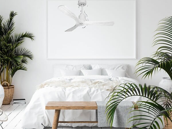 PURLINE - Ventilateur de plafond Réversible  Thermostat Dimmable Wifi Moteur à courant continu Toits en pente Télécommande Lumière à trois tons Hypersilence Mémoire - large