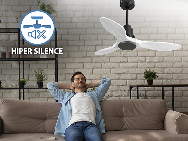 PURLINE - Ventilateur de plafond Réversible  Thermostat Wifi Moteur à courant continu Toits en pente Télécommande Hypersilence Mémoire Shopify Vendible (AUTOMATIQUE) - large