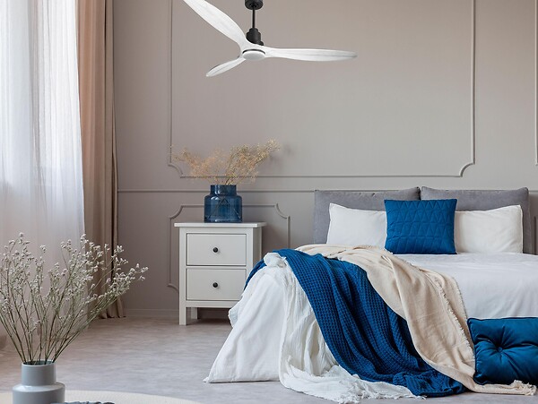 PURLINE - Ventilateur de plafond Réversible  Thermostat Dimmable Wifi Moteur à courant continu Toits en pente Télécommande Lumière à trois tons Hypersilence Mémoire - large