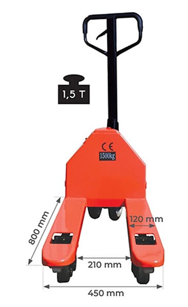 STOCKMAN - Transpalette manuel demi-palette 1500kg - STOCKMAN - ACN15800X450 - large
