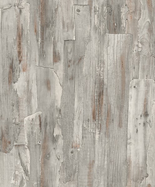 GRANDECO - Papier peint intissé bois - Gris - 10,05x0,53m - large