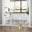 PAWHUT - Barrière de sécurité chien barrière autoportante longueur réglable porte verrouillable intégrée dim. 113-166L x 36l x 71H cm sapin blanc - vignette
