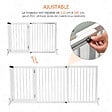 PAWHUT - Barrière de sécurité chien barrière autoportante longueur réglable porte verrouillable intégrée dim. 113-166L x 36l x 71H cm sapin blanc - vignette