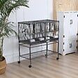 PAWHUT - Cage à oiseaux avec séparation mangeoire et perchoir 95L x 45l x 102H cm Noir et Gris - vignette