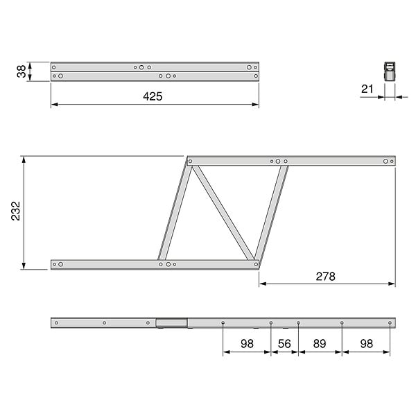 EMUCA - Ensemble de mécanismes de levage pour tables basses, permette elevare la mesa 192mm, Acier, Peint en noir - large