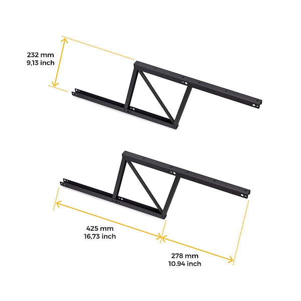 EMUCA - Ensemble de mécanismes de levage pour tables basses, permette elevare la mesa 192mm, Acier, Peint en noir - large