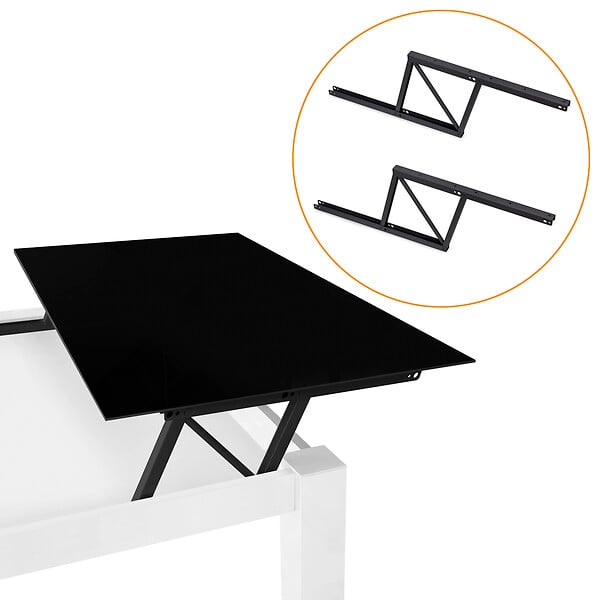EMUCA - Ensemble de mécanismes de levage pour tables basses, permette elevare la mesa 192mm, Acier, Peint en noir - large