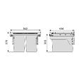 EMUCA - Bac de tri sélectif pour montage latéral sur meuble de cuisine Recycle 2x24litres, Acier, Plastique gris anthracite - vignette