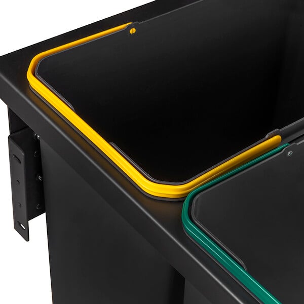 EMUCA - Bac de tri sélectif pour montage latéral sur meuble de cuisine Recycle 2x24litres, Acier, Plastique gris anthracite - large