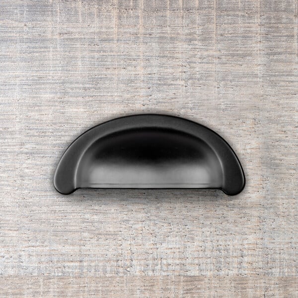 EMUCA - Lot de 20 poignées pour meubles Alberic, L77mm, entraxe 64mm, Zamak, Noir - large