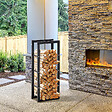 HOMCOM - Etagère porte bois de cheminée porte-bûches design contemporain charge max. 100 Kg dim. 40L x 25l x 100H cm métal noir - vignette