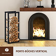 HOMCOM - Etagère porte bois de cheminée porte-bûches design contemporain charge max. 100 Kg dim. 40L x 25l x 100H cm métal noir - vignette