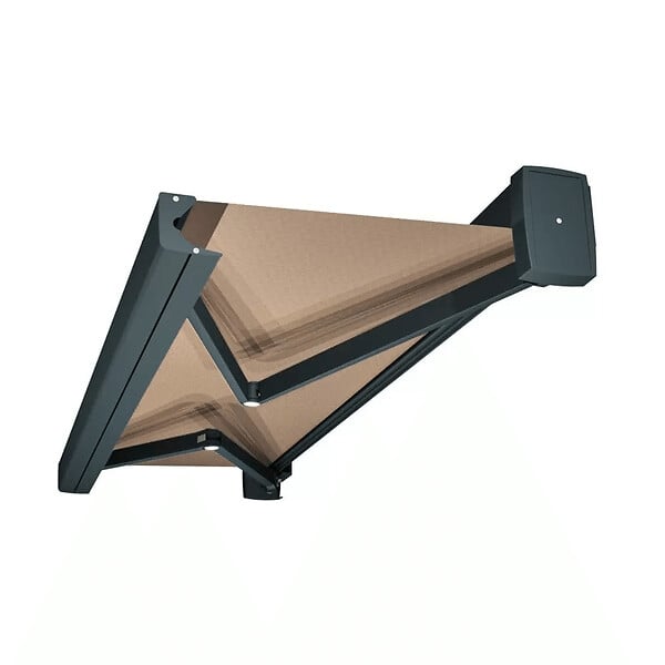 INTERSUN - Store banne coffre intégral SOA 6,00x3,50 M (Motorisé Secours à Télécommande - Gris anthracite structuré RAL7016ST - Taupe 250g/m²) - large