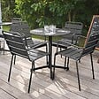 OVIALA - Ensemble table de jardin et 4 fauteuils métal gris - Palavas - vignette