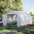 OUTSUNNY - Serre tunnel de jardin dim. 4,45L x 2,99l x 2H m porte + 6 fenêtres enroulables acier galvanisé bâche PE haute densité blanc - vignette